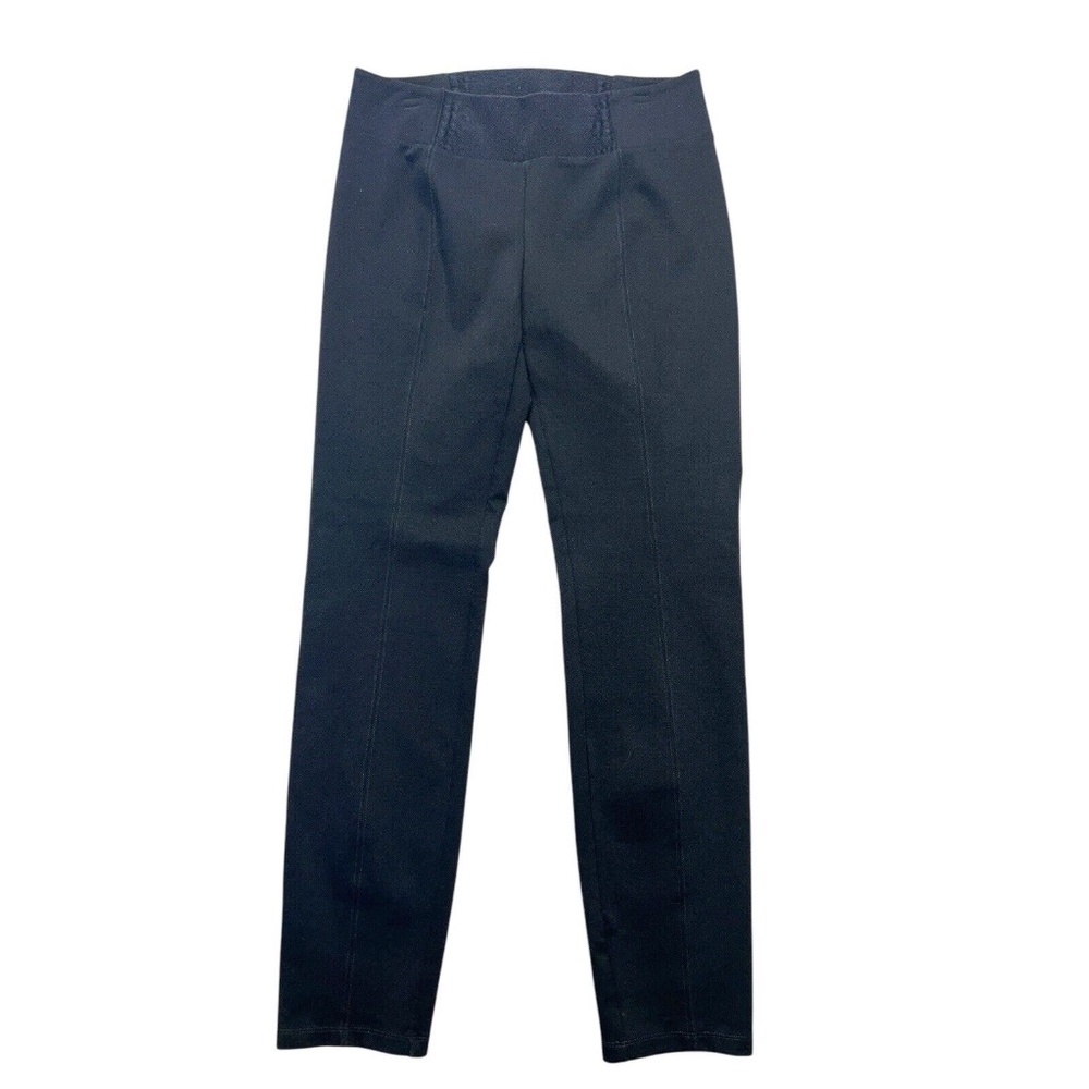 Eileen Fisher Pants Women SP Black Stretch Pintuck Ponte Pull‎ Ons Slim Straight
